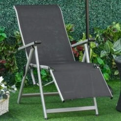 OUTSUNNY Sun Lounger Recliner Chair Black 12 OUTSUNNY Sun Lounger Recliner Chair Black -GardenChic Elegant Shop 2 1 121 8