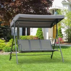HOMCOM Swing Chair Grey 3 Seater