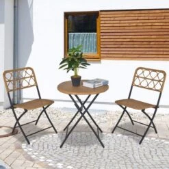 OUTSUNNY Rattan Bistro Set Natural 2 Seater