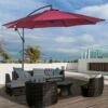 OUTSUNNY Garden Parasol Terylene Wine Red 3m