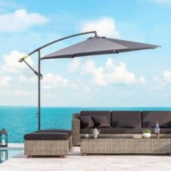 OUTSUNNY Overhanging Cantilever Banana Garden Parasol Grey 3m