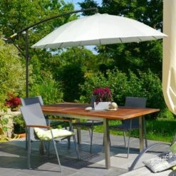 OUTSUNNY Cantilever Garden Parasol Aluminium Cream White 3m