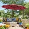 OUTSUNNY Cantilever Garden Parasol Aluminium Wine Red 3m