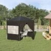 OUTSUNNY Garden Gazebo Metal Black 4m
