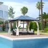 OUTSUNNY Garden Gazebo Steel Brown/Beige 3.5m