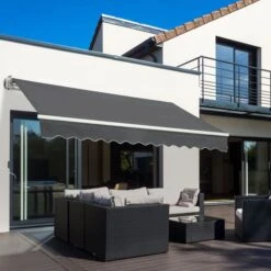 OUTSUNNY Retractable Awning Metal Grey 2.5m