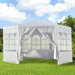 OUTSUNNY Garden Gazebo Metal 3.4m White