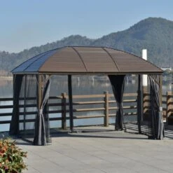OUTSUNNY Steel Hardtop Gazebo Grey 4m