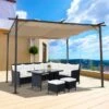OUTSUNNY Steel Garden Pergola Beige 3.5m