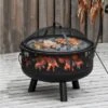 OUTSUNNY Round Steel Fire Pit With Cooking Grate 61.5cm