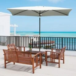 OUTSUNNY Patio Umbrella Metal Cream White 2 X 3m