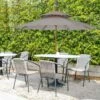 OUTSUNNY Garden Parasol Wooden Grey 2.7m