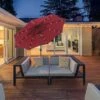 OUTSUNNY Garden Parasol Metal Wine Red 2.7m