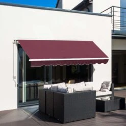 OUTSUNNY Manual Retractable Awning Red - 3m