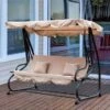 OUTSUNNY Weather Resistant Swing Chair Beige - 3 Seater