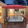 OUTSUNNY Garden Parasol Sun Umbrella LED Lights Red 4.4m 1 OUTSUNNY Garden Parasol Sun Umbrella LED Lights Red 4.4m -GardenChic Elegant Shop 2 1 204 5