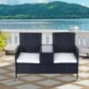 OUTSUNNY Rattan Love Seat Black