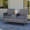 OUTSUNNY Rattan Love Seat Grey