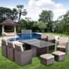 OUTSUNNY Garden Rattan Cube Dining Set Brown 11 Piece -GardenChic Elegant Shop 2 1 205 15