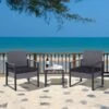 OUTSUNNY Rattan Coffee Set Grey 3 Piece
