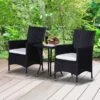OUTSUNNY Rattan Twin Seat Bistro Set Black