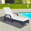 OUTSUNNY Steel Frame Rattan Adjustable Sun Lounger - Black