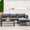 OUTSUNNY Corner L Shaped Sofa Set With Padded Cushions Grey 4-Seater