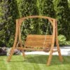 OUTSUNNY Wooden Swing Bench Brown 2-Seater 1 OUTSUNNY Wooden Swing Bench Brown 2-Seater -GardenChic Elegant Shop 2 1 244 31