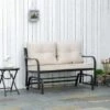 OUTSUNNY Glider Bench With Cushions Khaki 2-Seater