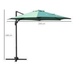 OUTSUNNY Cantilever Parasol 360 Rotation Green 3m 14 OUTSUNNY Cantilever Parasol 360 Rotation Green 3m -GardenChic Elegant Shop 3 2 121 64