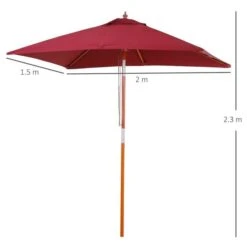 OUTSUNNY Wooden Garden Parasol With Tilt Function Red 2.5m -GardenChic Elegant Shop 3 2 123 23