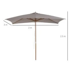 OUTSUNNY Wooden Garden Parasol Grey 2m 13 OUTSUNNY Wooden Garden Parasol Grey 2m -GardenChic Elegant Shop 3 2 123 29