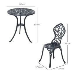 OUTSUNNY Bistro Set Aluminium Black 2 Seater -GardenChic Elegant Shop 3 2 128