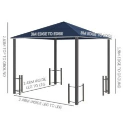 OUTSUNNY Garden Gazebo Aluminium Dark Grey 3m -GardenChic Elegant Shop 3 2 131 2