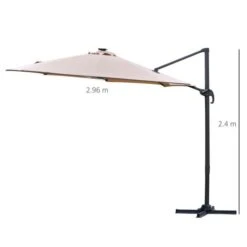 OUTSUNNY Cantilever Garden Parasol Aluminium Brown 3m -GardenChic Elegant Shop 3 2 143