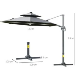 OUTSUNNY Cantilever Garden Parasol Aluminium Dark Grey 3m -GardenChic Elegant Shop 3 2 161