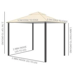 OUTSUNNY Heavy Duty Garden Gazebo Steel Beige 3.5m -GardenChic Elegant Shop 3 2 180