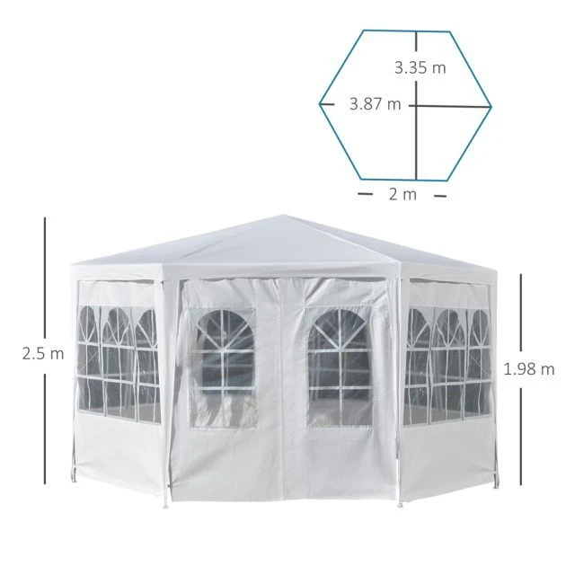 OUTSUNNY Garden Gazebo Metal 3.4m White 4 OUTSUNNY Garden Gazebo Metal 3.4m White - Image 2