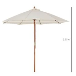 OUTSUNNY Garden Parasol Wooden Cream White 2.5m -GardenChic Elegant Shop 3 2 204 18