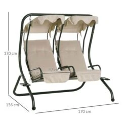 OUTSUNNY Double Seat Swing Chair - Beige -GardenChic Elegant Shop 3 2 204 45