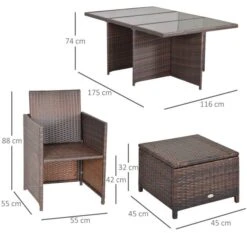 OUTSUNNY Garden Rattan Cube Dining Set Brown 11 Piece -GardenChic Elegant Shop 3 2 205 12