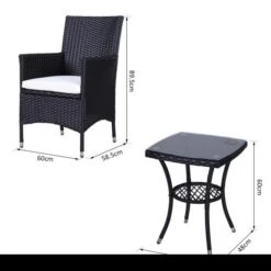 OUTSUNNY Rattan Twin Seat Bistro Set Black -GardenChic Elegant Shop 3 2 236 2
