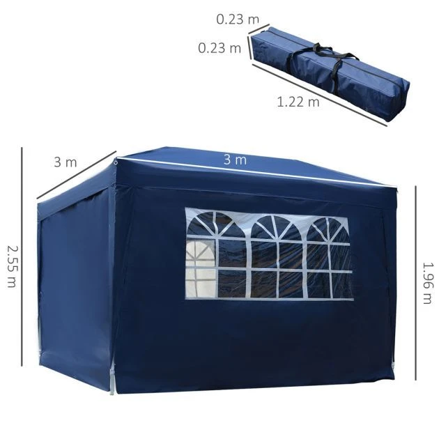 OUTSUNNY Pop Up Gazebo Canopy Blue - 3 X 3m 4 OUTSUNNY Pop Up Gazebo Canopy Blue - 3 X 3m - Image 2