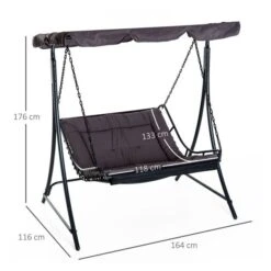 OUTSUNNY Swing Chair Hammock With Adjustable Canopy Grey 3-Seater -GardenChic Elegant Shop 3 2 240