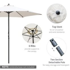 OUTSUNNY Garden Parasol Steel White 3m 15 OUTSUNNY Garden Parasol Steel White 3m -GardenChic Elegant Shop 4 1 115 60