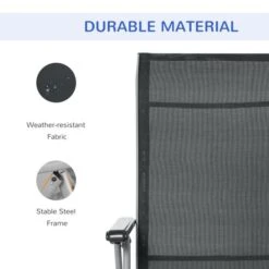 OUTSUNNY Sun Lounger Recliner Chair Black 14 OUTSUNNY Sun Lounger Recliner Chair Black -GardenChic Elegant Shop 4 1 115 8