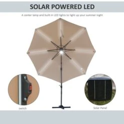 OUTSUNNY Cantilever Garden Parasol Aluminium Brown 3m -GardenChic Elegant Shop 4 1 137