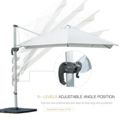 OUTSUNNY Cantilever Garden Parasol Aluminium White 3m 14 OUTSUNNY Cantilever Garden Parasol Aluminium White 3m -GardenChic Elegant Shop 4 1 157