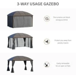 OUTSUNNY Steel Hardtop Gazebo Grey 4m -GardenChic Elegant Shop 4 1 186 1