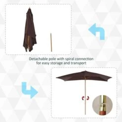 OUTSUNNY Garden Parasol Wooden Coffee 3m 13 OUTSUNNY Garden Parasol Wooden Coffee 3m -GardenChic Elegant Shop 4 1 194 2